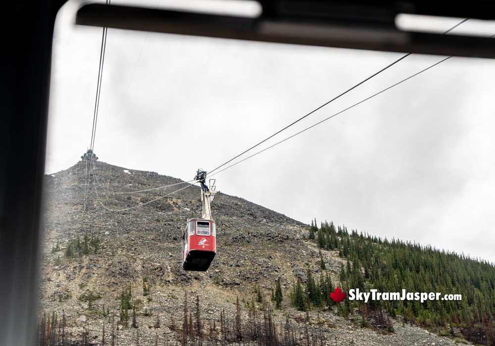 Passing a Tram Going Up the Jasper SkyTram